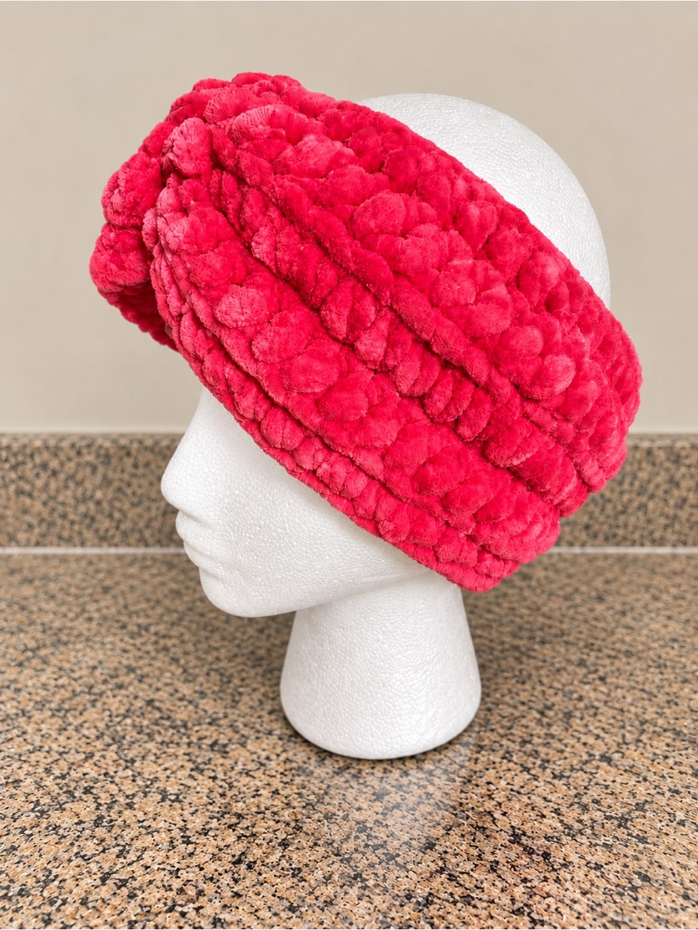 Cable crochet Headband - Hot Pink